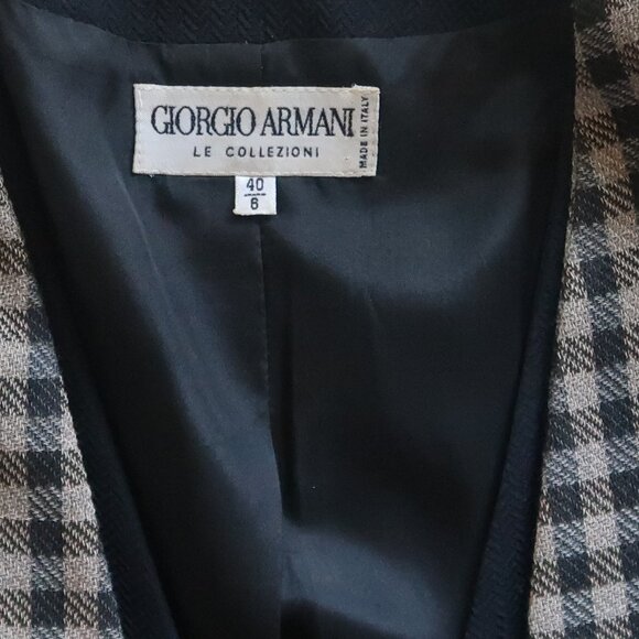 Giorgio Armani Collezioni Wool Blazer Jacket Luxury Checkered Plaid Designer 40 - Picture 7 of 14